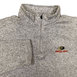 Mossy‎ Oak Pullover LOGO SZ M 1/4 ZIP Sweater Heather Gray Mens